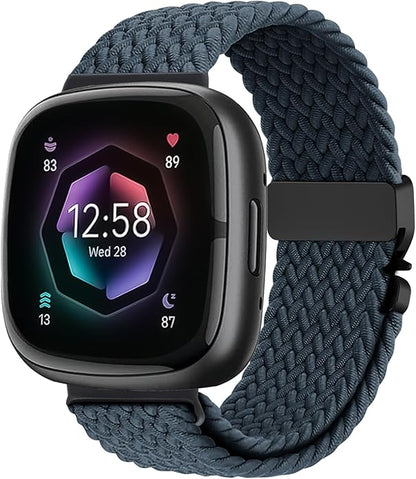 Braided Stretchy Band for Fitbit Versa 4/Versa 3/Sense 2/Sense Watch Band Women Men,Parachute-style