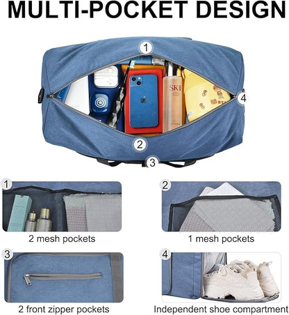Felipe Varela Duffle Bag with Shoes Compartment and Adjustable Strap,Foldable Travel Duffel Bags