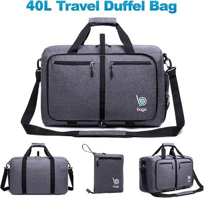 Bago Foldable Duffel Bags for Traveling Women & Men - 40L Sports Packable Duffle Bag for Travel