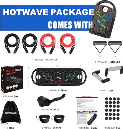 HOTWAVE Push Up Board Fitness, Portable Foldable 20 in 1 Push Up Bar at Home Gym, Pushup Handles