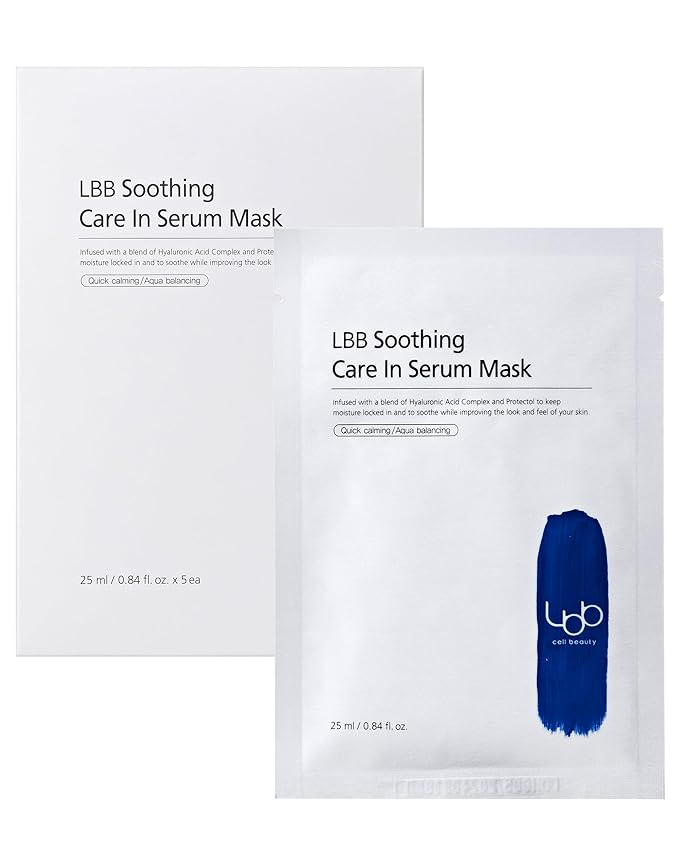 LBB Soothing Care In Serum Mask - Hypoallergenic Face Mask Sheet for Calming, Moisturizing - Vegan