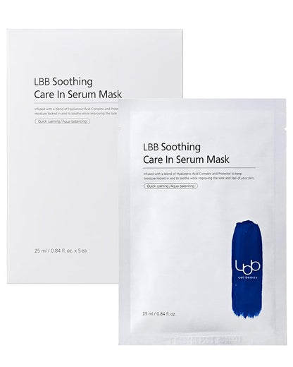 LBB Soothing Care In Serum Mask - Hypoallergenic Face Mask Sheet for Calming, Moisturizing - Vegan