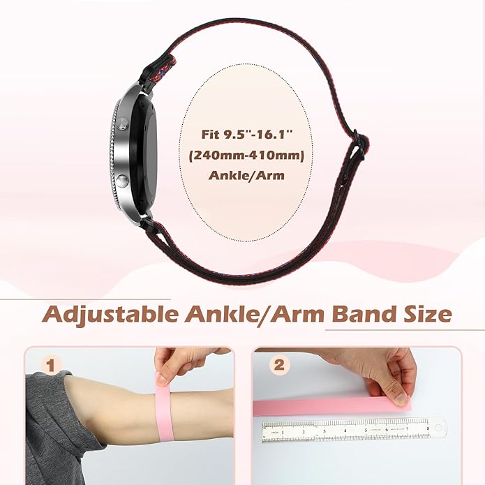 2 Pack Elastic Ankle/Arm Watch Bands Compatible with Garmin Venu 3/Venu 2/Vivoactive 4, Garmin