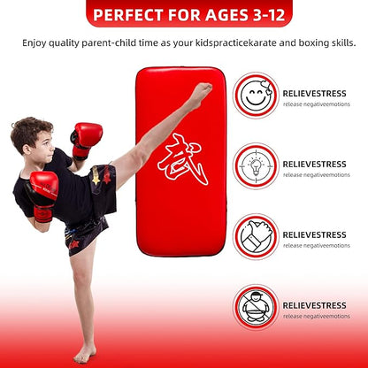 3-in-1 Boxing Pads and Kick Punching Mitts Set, Leather Hand Target Focus Pads, MMA Muay Thai Pads