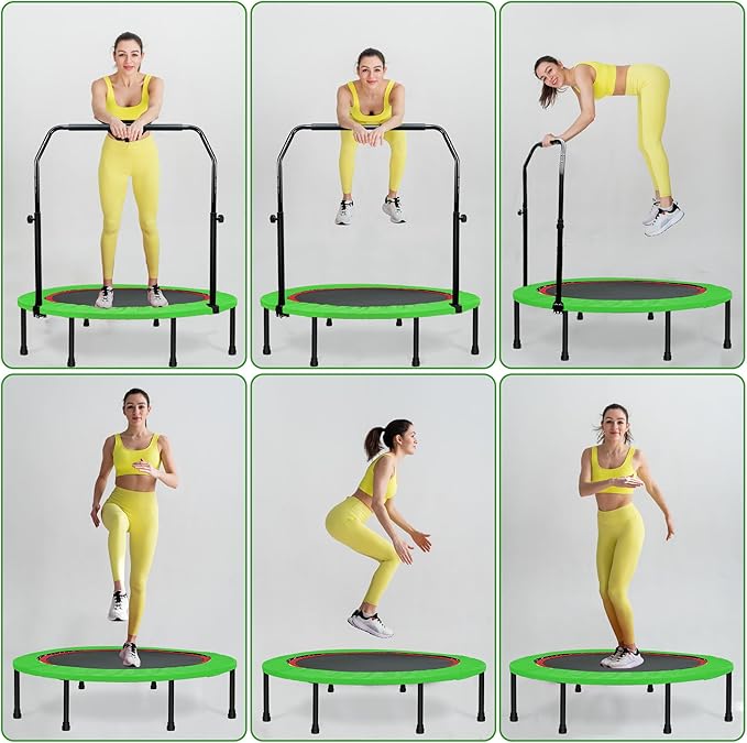 450 LBS Foldable Mini Trampoline for Adults & Kids 40" Rebounder Trampoline with Adjustable Foam