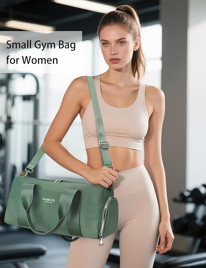 Compact Sports Gym Bag for Women, Cute Mini Duffle Bag with Wet Pocket & Shoes Compartment