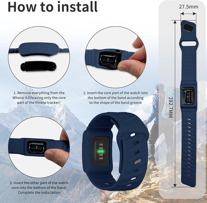 Silicone Sport Band Compatible with Whoop 4.0 Band for Men Women,Soft Comfort Durable Replacement