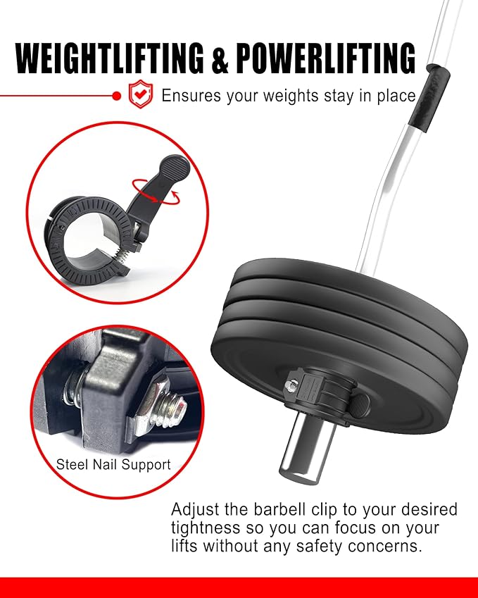 Olympic Barbell Clamps 2 inch Adjustable Barbell Clips Quick Release Pair of Locking Weight Clips