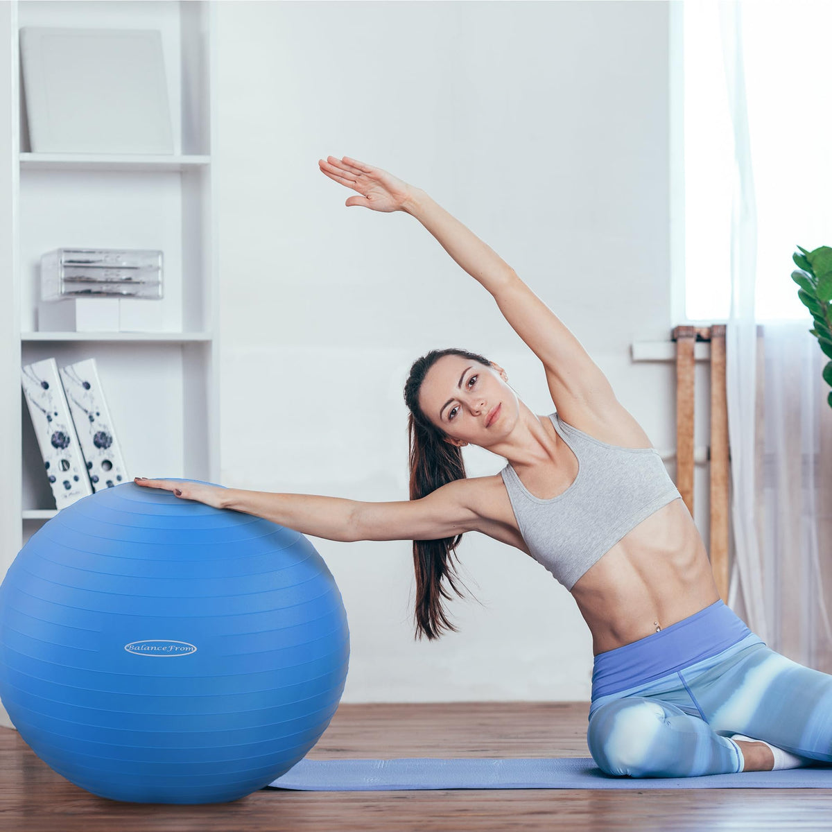 Fitvids Anti-Burst and Slip Resistant Exercise Ball Yoga Ball Fitness Ball Birthing Ball with Quick