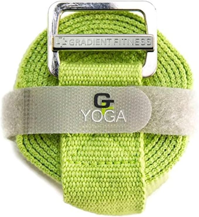 Gradient Fitness Yoga Strap, Friction-Less Easy-Feed Buckle, Super Soft Cotton/Polyester Blend