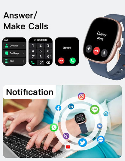 Fitness Tracker 2025 Ver. (Answer/Make Calls), 1.85" Smart Watch Fitness Watches for Women Men with