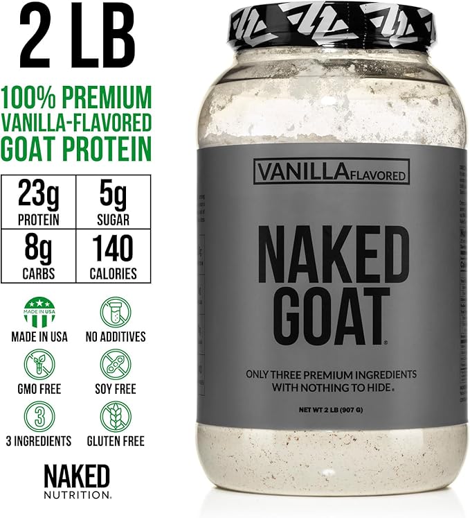 NAKED Goat Vanilla Protein Powder - Pasture Fed Goat Whey Protein Powder from Small-Herd Dairies