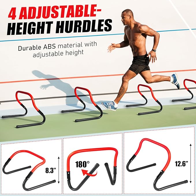 Soccer Training Equipment, Agility Speed Training Set with 20ft Speed Ladder, 12 Cones, 4