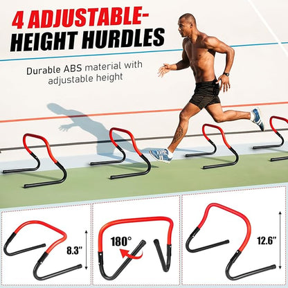 Soccer Training Equipment, Agility Speed Training Set with 20ft Speed Ladder, 12 Cones, 4