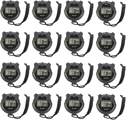 16-Pack Multi-Function Electronic Digital Sport Stopwatch Timer, Large Display with Date Time and