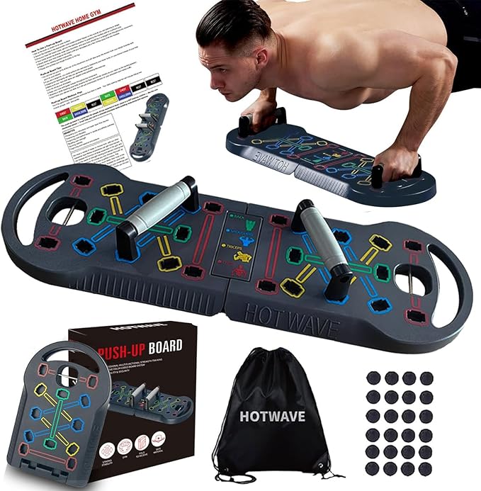 HOTWAVE Portable Exercise Equipment with 16 Gym Accessories.20 in 1 Push Up Board
