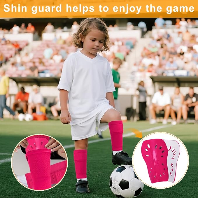 2 Pairs Shin Guards Soccer for Kids,Shin Pads Extra Lightweight Breathable Slide in Shin Guard for