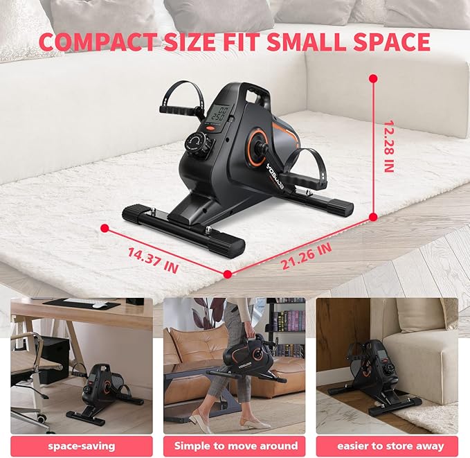YOSUDA Under Desk Bike Pedal Exerciser - Magnetic Mini Exercise Bike for Arm/Leg Exercise, Desk