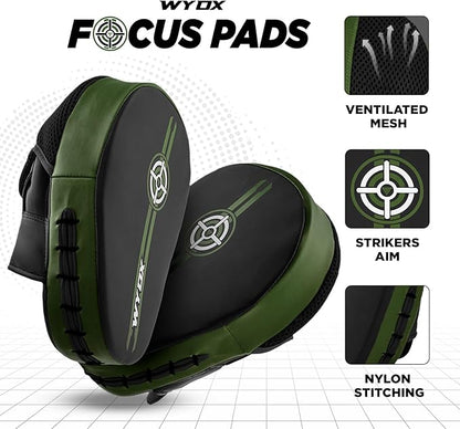 WYOX Curved Focus Mitts for Boxing & MMA | Durable PU Leather Punching Pads with Adjustable Strap |