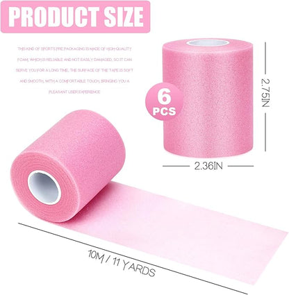 Pre wrap Pink,Prewrap Athletic Tape,6 Roll Pre wrap Headbands for Hair Soccer,Foam Underwrap Sports