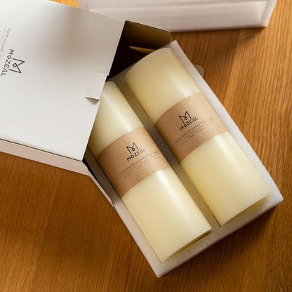 MOZEAL 4" x 12" Extra-Large Black Pillar Candles (Set of 2), Unscented,Dripless, Smokeless,Long