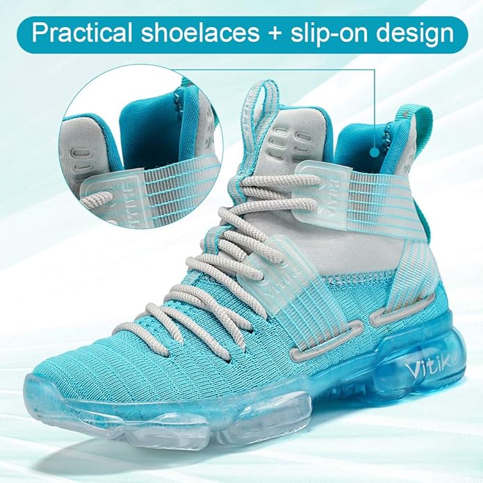 JMFCHI Kids Basketball Shoes High-top Sports Shoes Sneakers Durable Lace-up Non-Slip Running Shoes