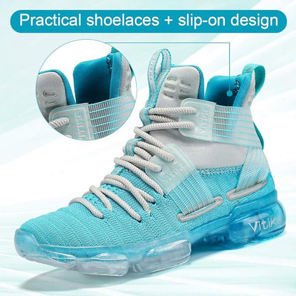 JMFCHI Kids Basketball Shoes High-top Sports Shoes Sneakers Durable Lace-up Non-Slip Running Shoes