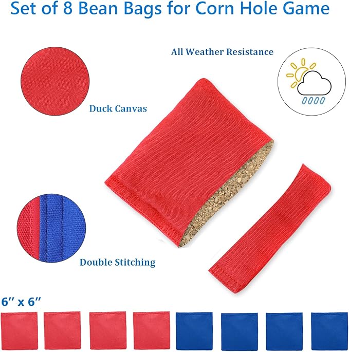 UKASE Solid Wood Regulation Size Cornhole Set Portable Bean Bags Toss Game with Durable Wood Grain