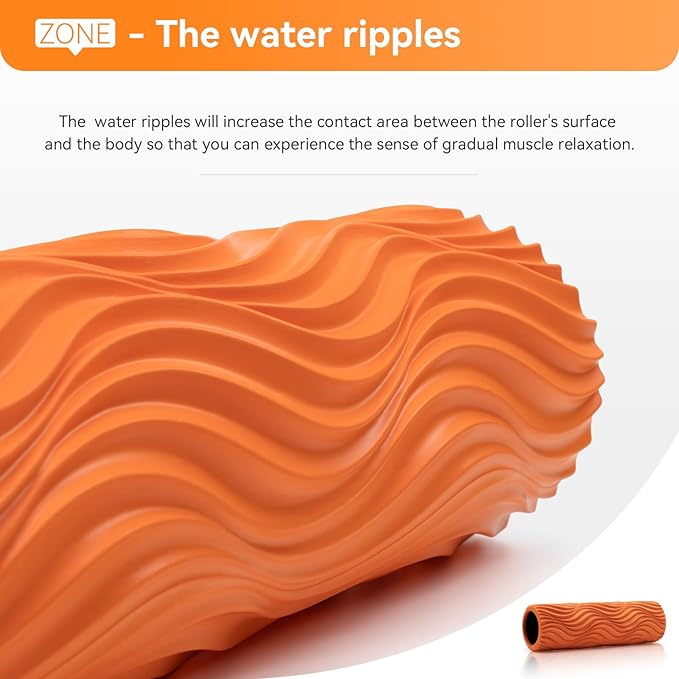 Foam Roller - Muscle Massage Roller for Back Pain & Stretching - Ergonomic Wide Wave Textured