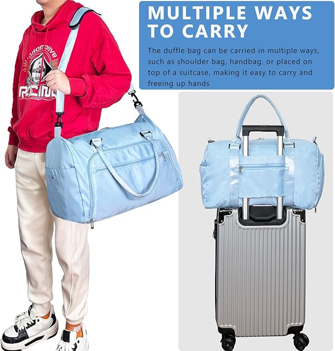 woogwin Gym Bag for Men & Women with Shoes & Wet Compartment Waterproof Duffle Bag for Travel