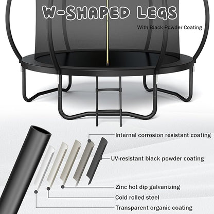 Trampoline 12FT 14FT 15FT 16FT for Kids/Adults - Outdoor Recreational with Enclosure Net Curved