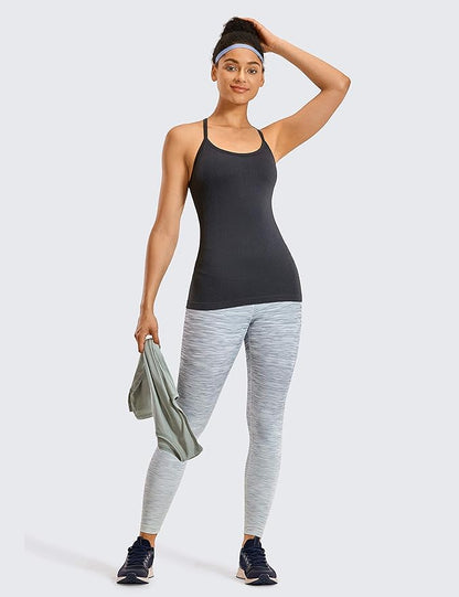 CRZ YOGA Seamless Workout Tank Tops for Women Racerback Athletic Camisole Sports Shirts with Built