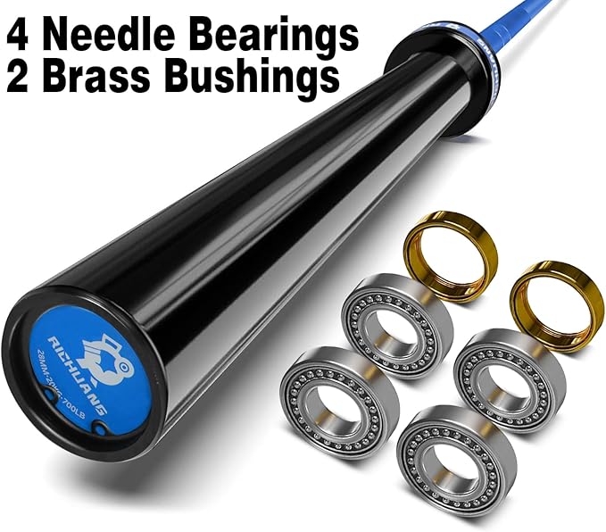 7ft Olympic Barbell, Weightlifting Barbell 28mm 45lb - 500/700/1000lbs Capacity with Smooth