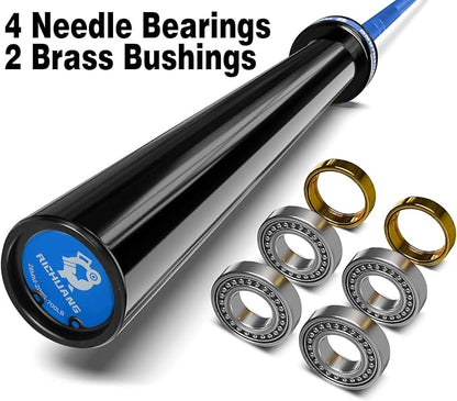 7ft Olympic Barbell, Weightlifting Barbell 28mm 45lb - 500/700/1000lbs Capacity with Smooth