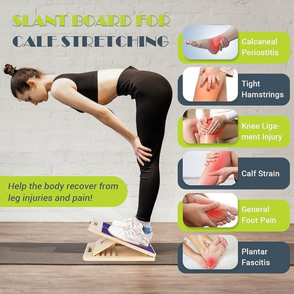 Slant Board for Calf Stretching, Adjustable Portable Wooden Incline Board for Calf Stretcher with