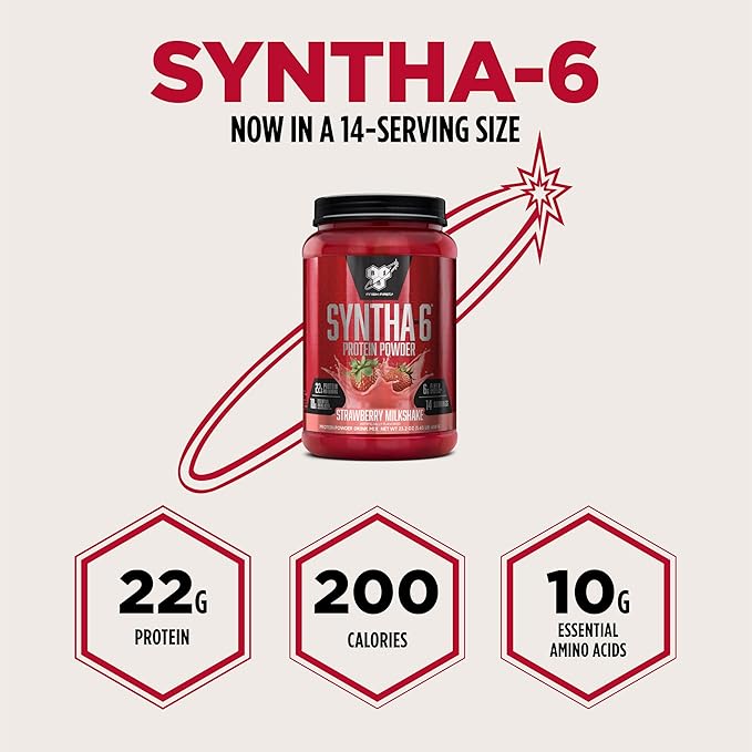 BSN SYNTHA-6 Premium Protein Powder with 6g of Fiber, Whey Protein, Micellar Casein, Milk Protein