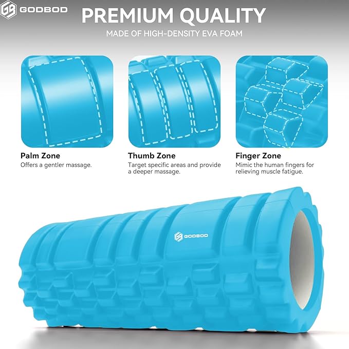 Deep Tissue Foam Roller - High-Density Muscle Massage Roller for Recovery, Pain Relief, Trigger