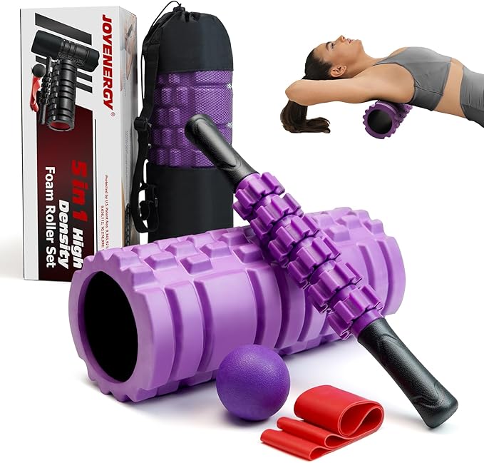 5 in 1 Foam Roller Set, Trigger Point Foam Roller Patented, Massage Roller Stick, Massage Ball
