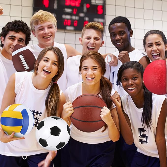 Libima 6 Pcs Multi Sport Ball Set Official Size Football, Basketball, Soccer, Volleyball