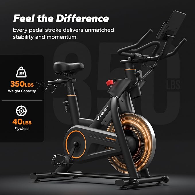 MERACH Magnetic Exercise Bike, Indoor Cycling Bike with Self-Developed App, 350 lbs Weight Capacity