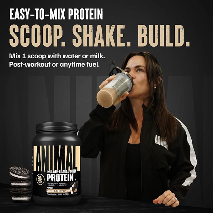 Animal Whey Isolate Protein Powder - Loaded for Pre & Post Workout Muscle Builder and Recovery with