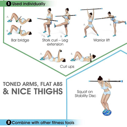 Yes4All Total Body Workout Weighted Bar, Resistance Band Bar, Racks for Strength Training, Exercise