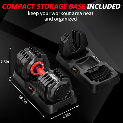 Mouldbody Adjustable Dumbbell Set Pair 50 lb, 10-in-1 Free Weight Set