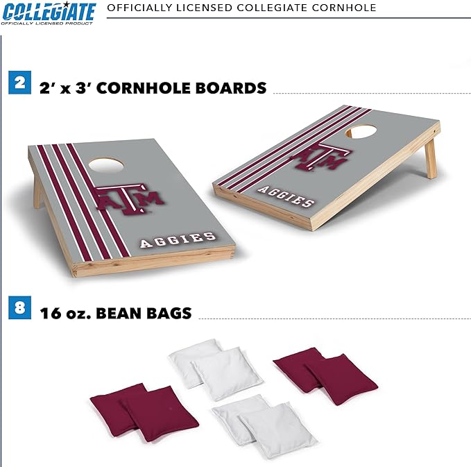 2' x 3' Solid Wood Cornhole Set with Direct Print HD Team Graphics – Great Gift for Any NCAA Fan!