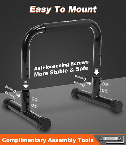 Push Up Bar, 12 Inch High Non-Slip Parallettes Bars & Dip Bars With Foam Handles, Heavy-Duty No