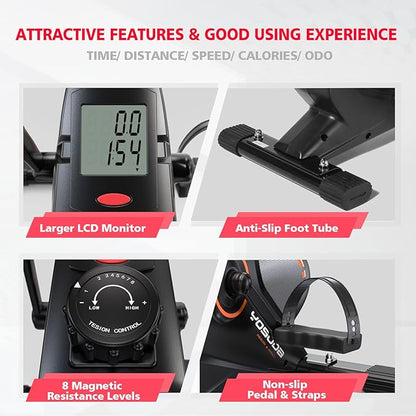 YOSUDA Under Desk Bike Pedal Exerciser - Magnetic Mini Exercise Bike for Arm/Leg Exercise, Desk