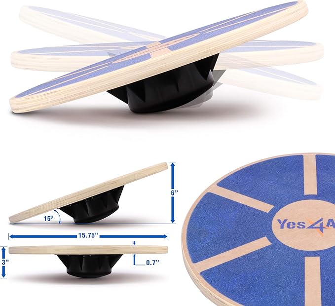 Yes4All Versatile Wooden Wobble Balance Board, Balance Trainer for Mobility Training, Standing
