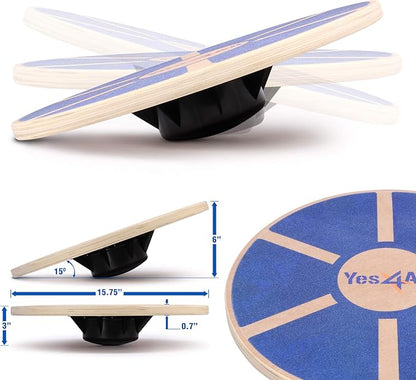 Yes4All Versatile Wooden Wobble Balance Board, Balance Trainer for Mobility Training, Standing
