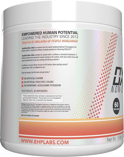 EHP Labs OxyShred Non Stimulant Pre Workout Powder - Stim Free Pre Workout, Caffeine Free