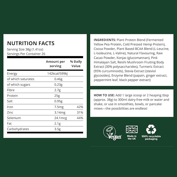 Vivo life Perform Plant Protein Powder - Pea & Hemp Protein Blend with BCAA (34.85 oz, Banana &